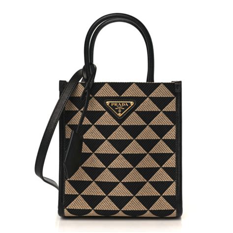 PRADA Jacquard Saffiano Triangolo Symbole Embroidered Micro 